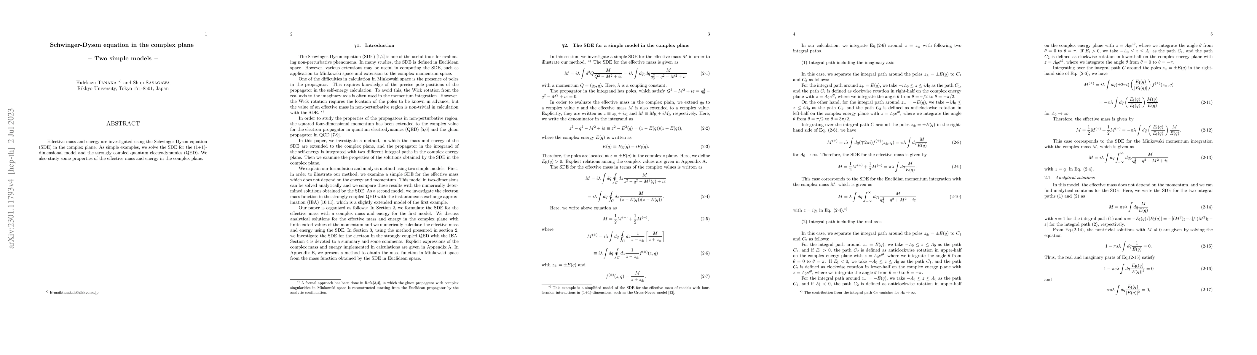 Thumbnail for Schwinger-Dyson equation in the complex plane -- Two simple models --