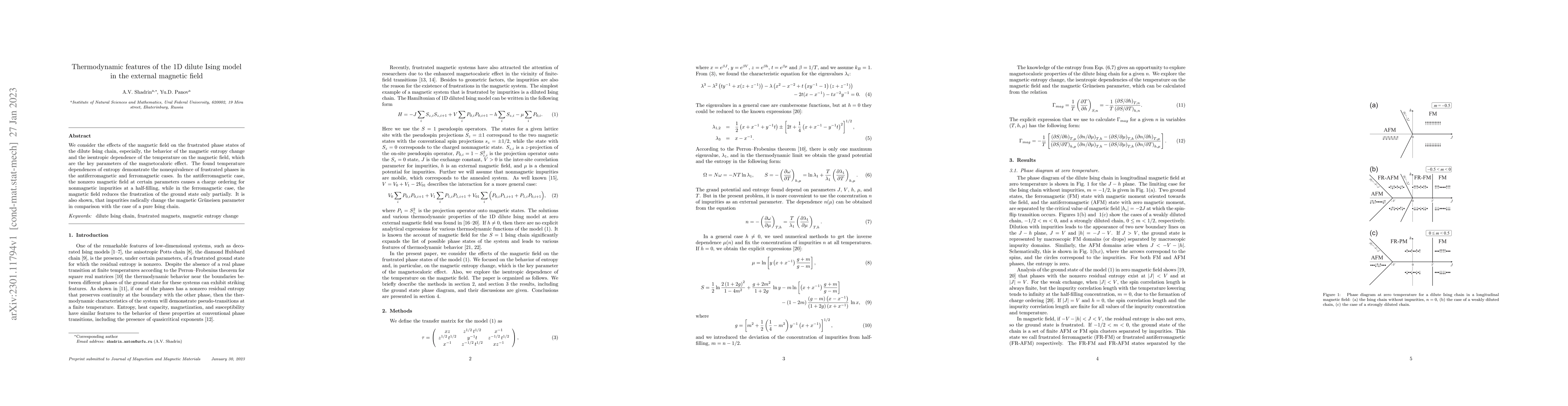 Thumbnail for Thermodynamic features of the 1D dilute Ising model in the external
  magnetic field