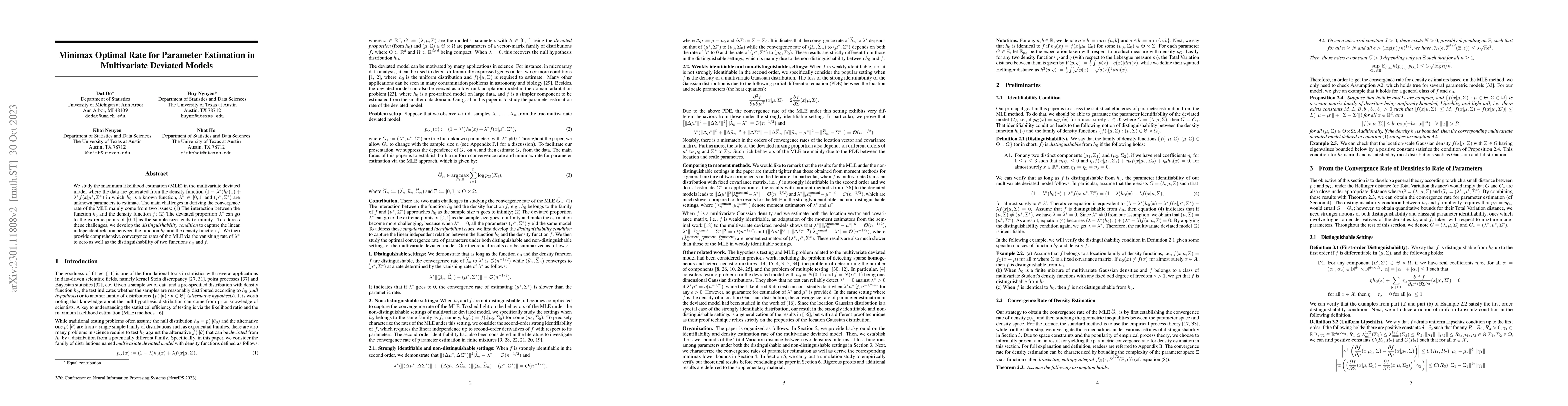 Thumbnail for Minimax Optimal Rate for Parameter Estimation in Multivariate Deviated
  Models