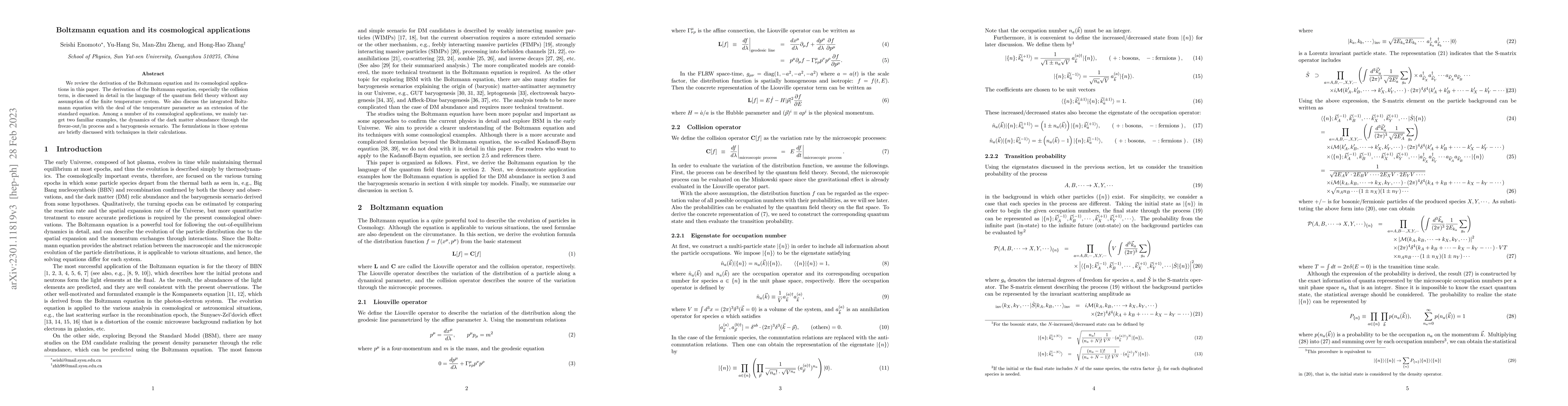 Thumbnail for Boltzmann equation and its cosmological applications