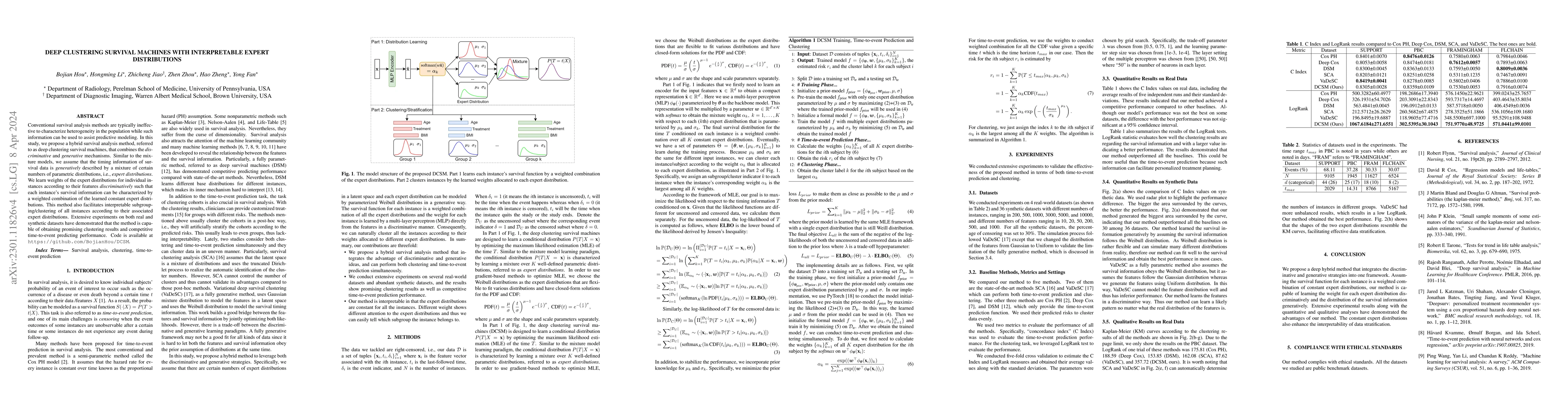 Thumbnail for Deep Clustering Survival Machines with Interpretable Expert
  Distributions