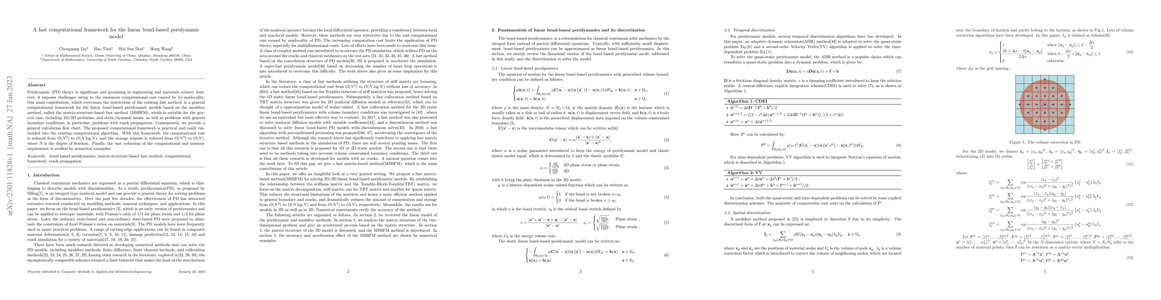 Thumbnail for A fast computational framework for the linear bond-based peridynamic
  model