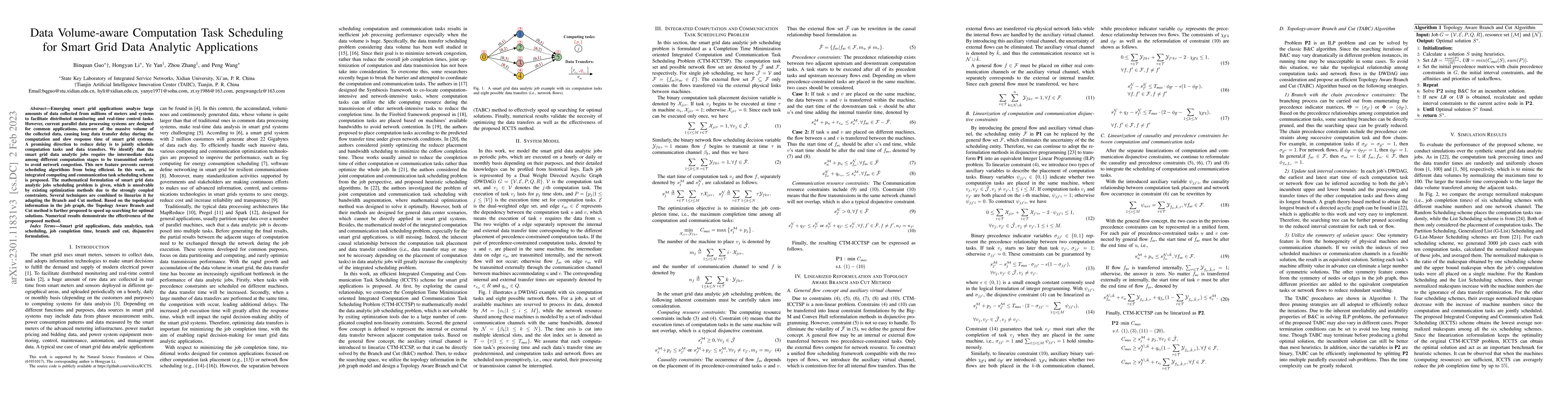 Thumbnail for Data Volume-aware Computation Task Scheduling for Smart Grid Data
  Analytic Applications