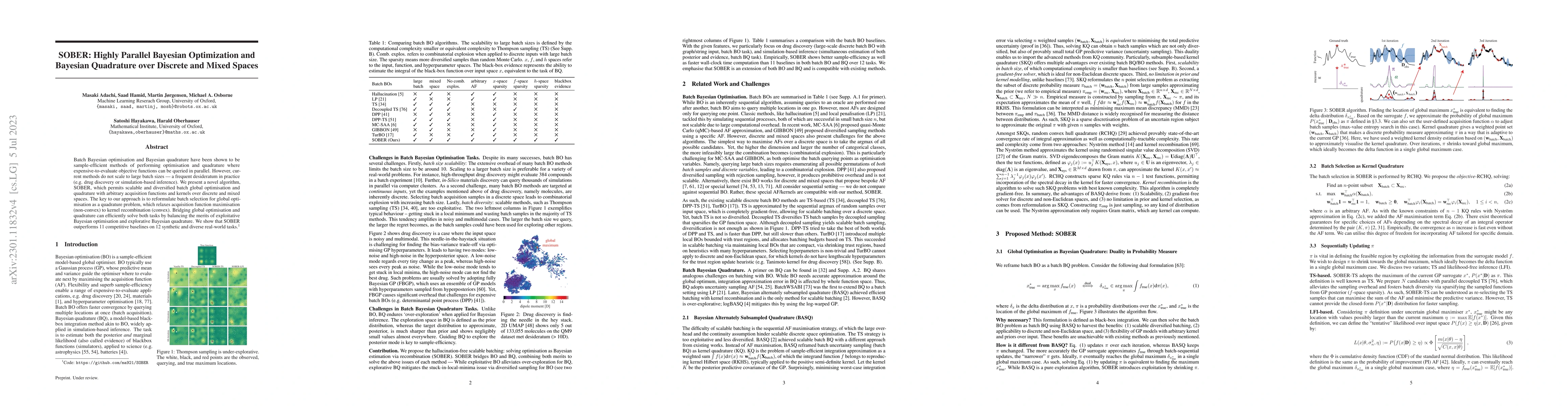 Thumbnail for SOBER: Highly Parallel Bayesian Optimization and Bayesian Quadrature
  over Discrete and Mixed Spaces