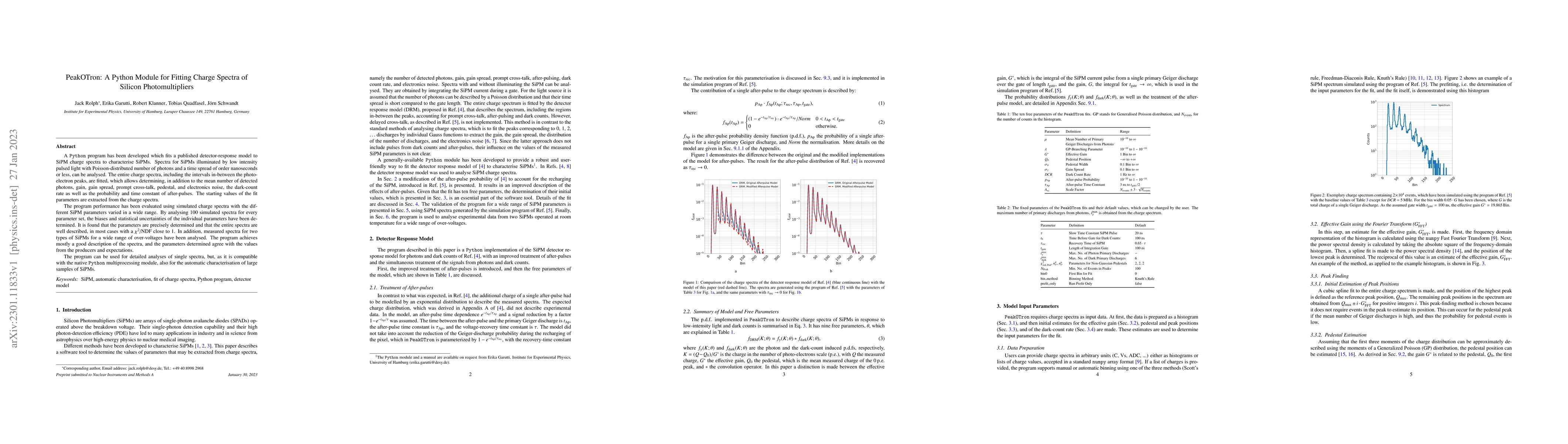Thumbnail for PeakOTron: A Python Module for Fitting Charge Spectra of Silicon
  Photomultipliers
