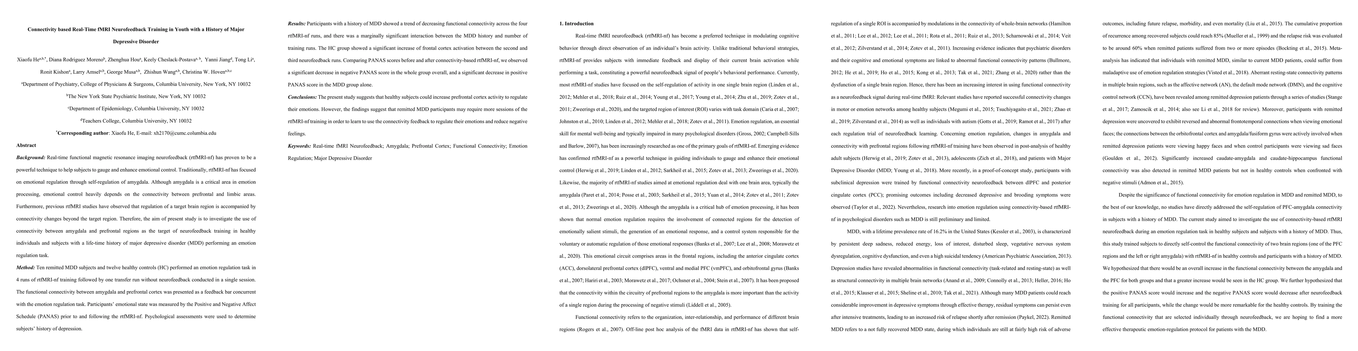 Thumbnail for Connectivity based Real-Time fMRI Neurofeedback Training in Youth with a
  History of Major Depressive Disorder