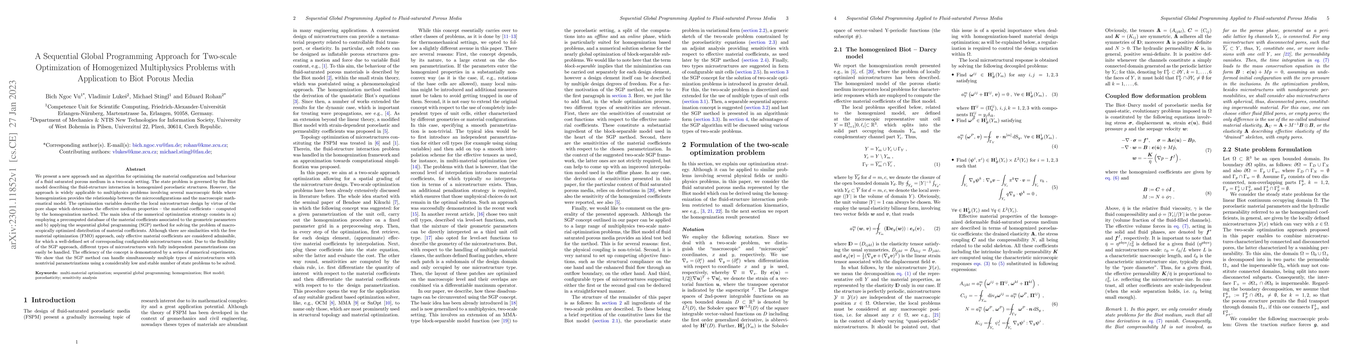 Thumbnail for A Sequential Global Programming Approach for Two-scale Optimization of
  Homogenized Multiphysics Problems with Application to Biot Porous Media