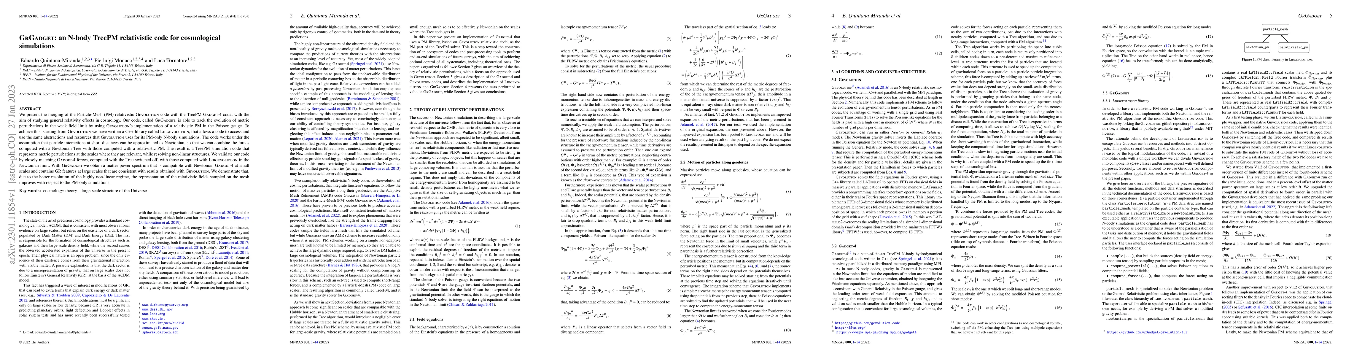 Thumbnail for GrGadget: an N-body TreePM relativistic code for cosmological
  simulations