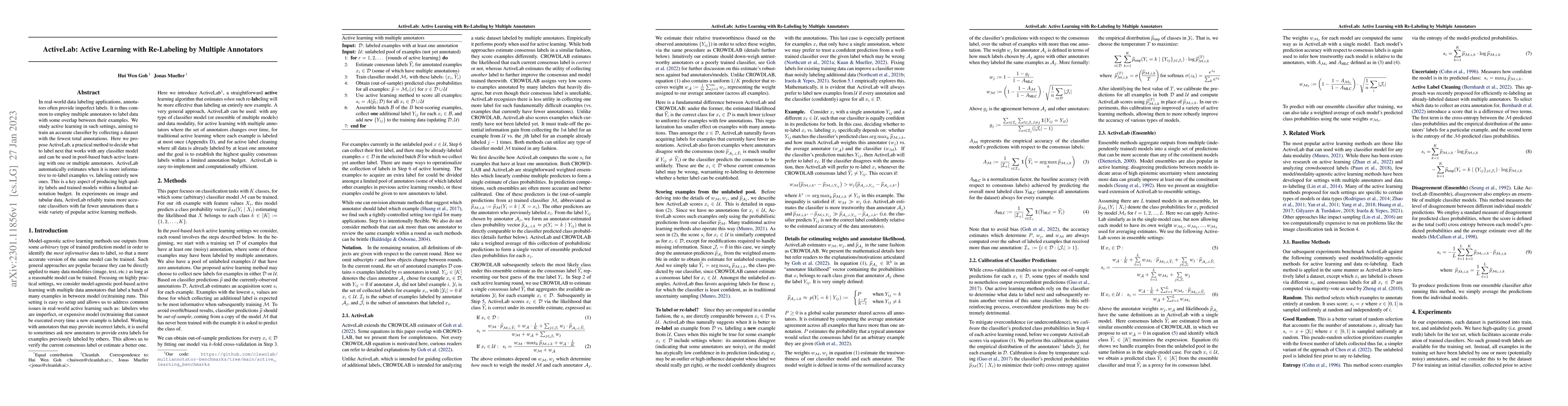 Thumbnail for ActiveLab: Active Learning with Re-Labeling by Multiple Annotators