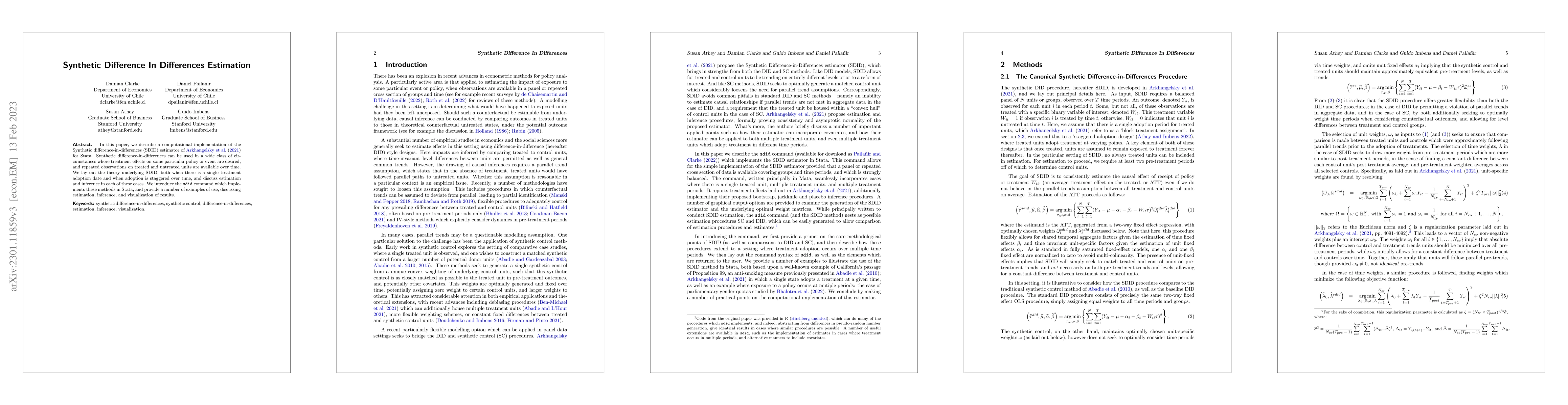 Thumbnail for Synthetic Difference In Differences Estimation