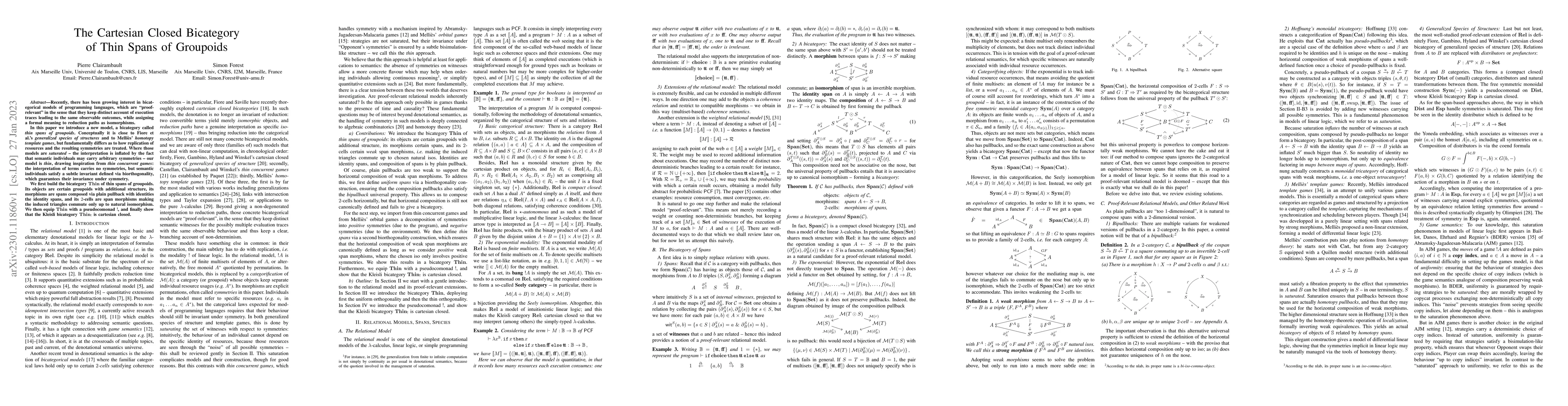 Thumbnail for The Cartesian Closed Bicategory of Thin Spans of Groupoids