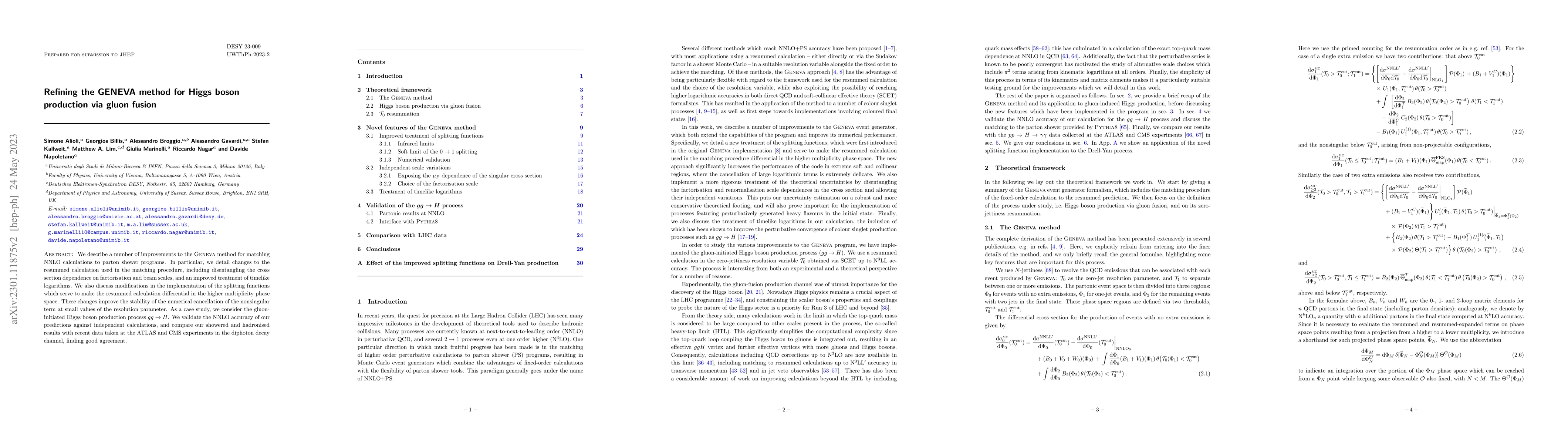 Thumbnail for Refining the GENEVA method for Higgs boson production via gluon fusion