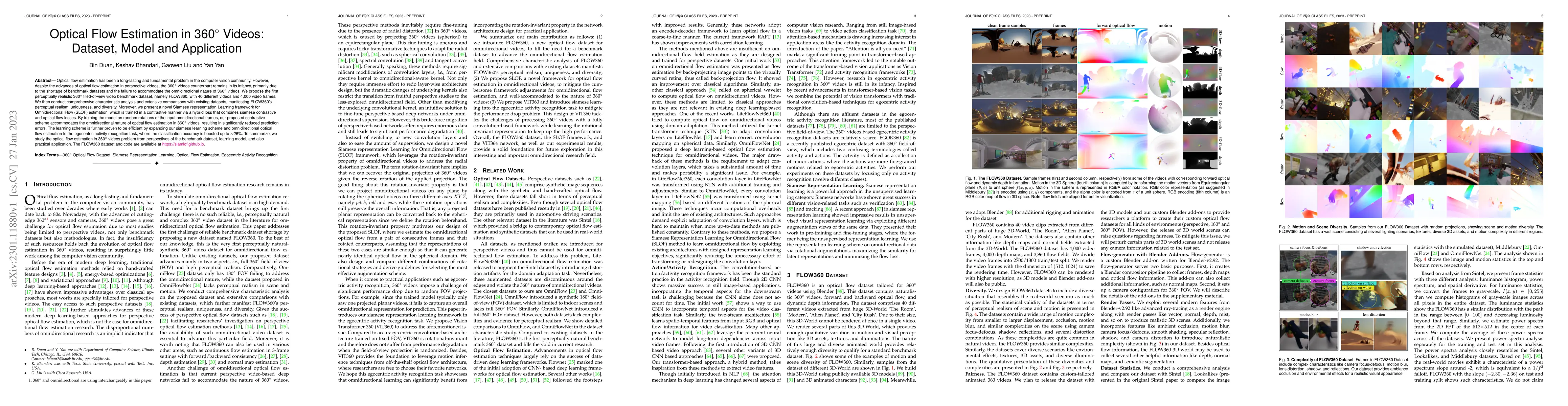 Thumbnail for Optical Flow Estimation in 360$^\circ$ Videos: Dataset, Model and
  Application