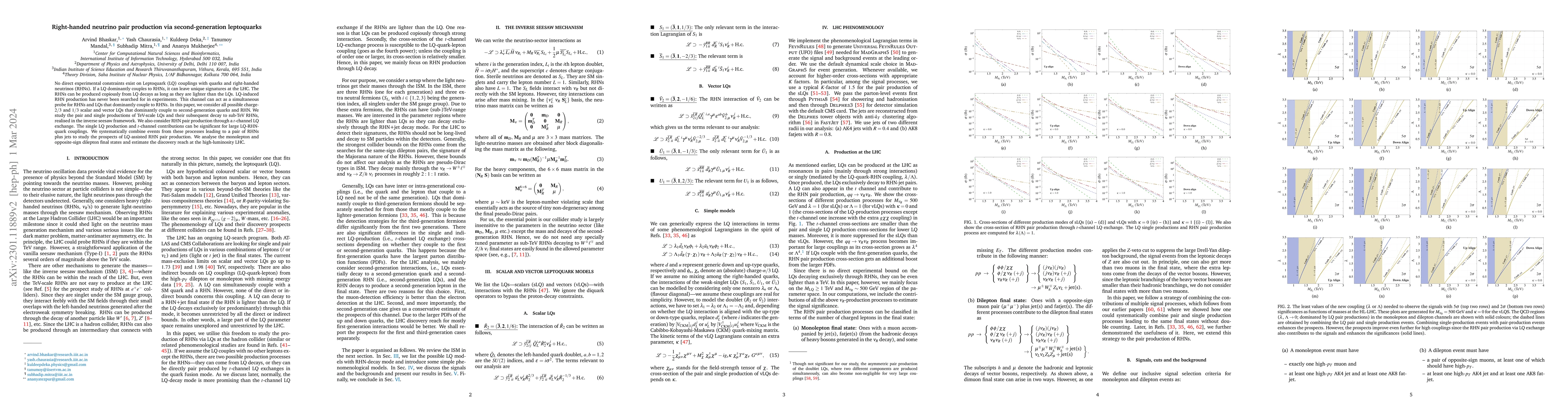 Thumbnail for Right-handed neutrino pair production via second-generation leptoquarks