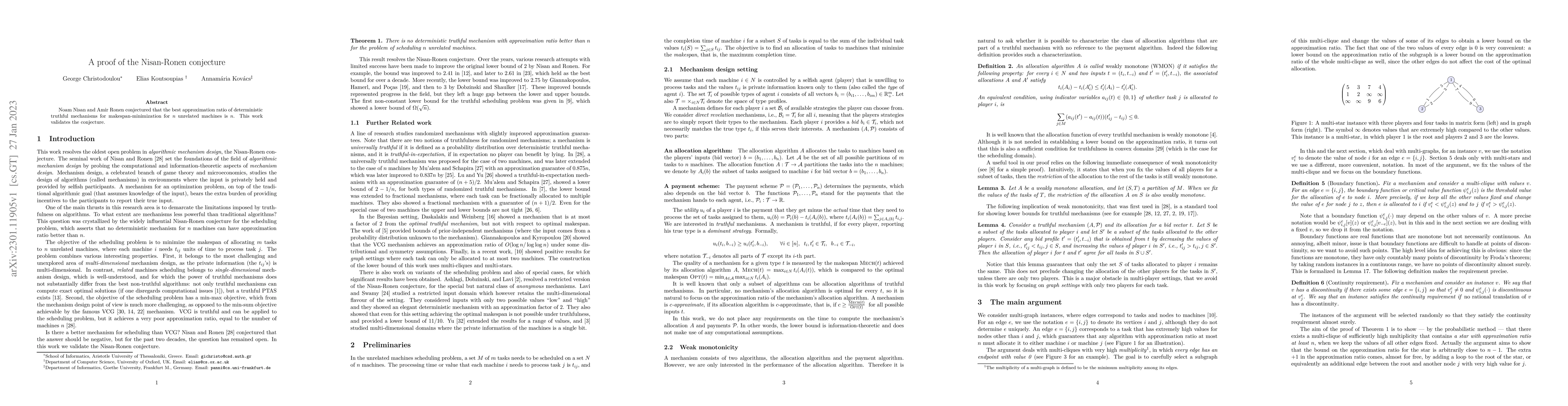 Thumbnail for A proof of the Nisan-Ronen conjecture