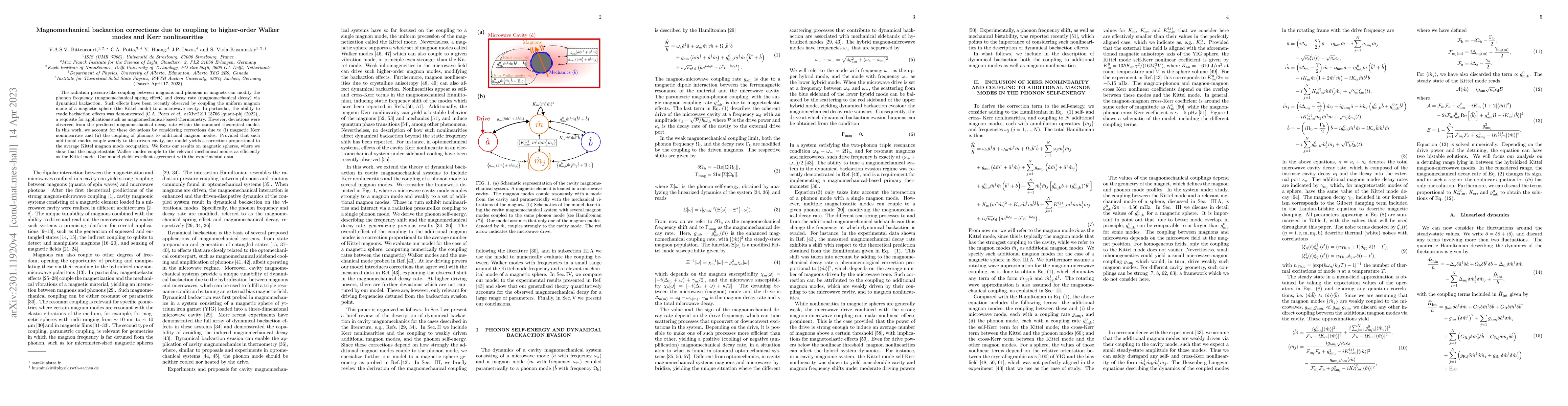 Thumbnail for Magnomechanical backaction corrections due to coupling to higher order
  Walker modes and Kerr nonlinearities