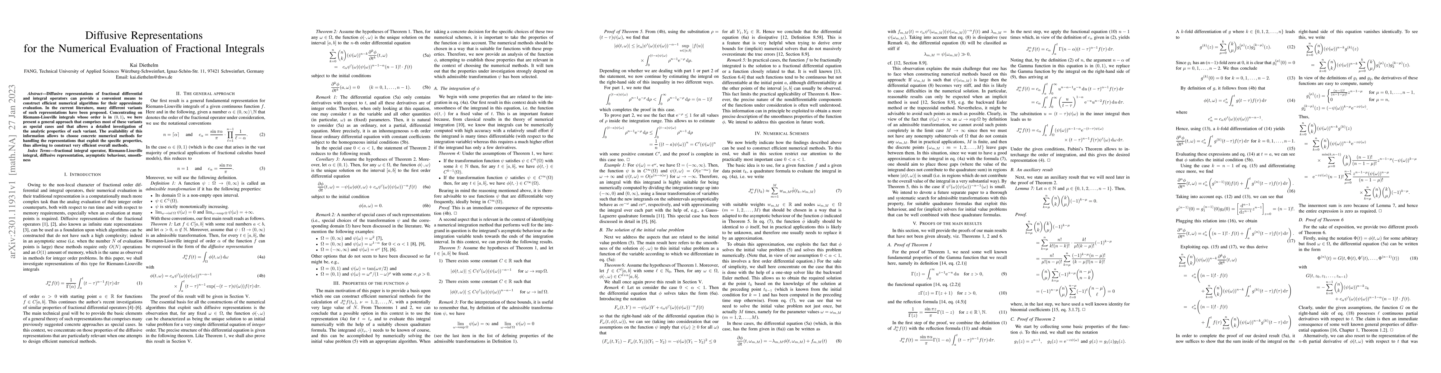Thumbnail for Diffusive Representations for the Numerical Evaluation of Fractional
  Integrals