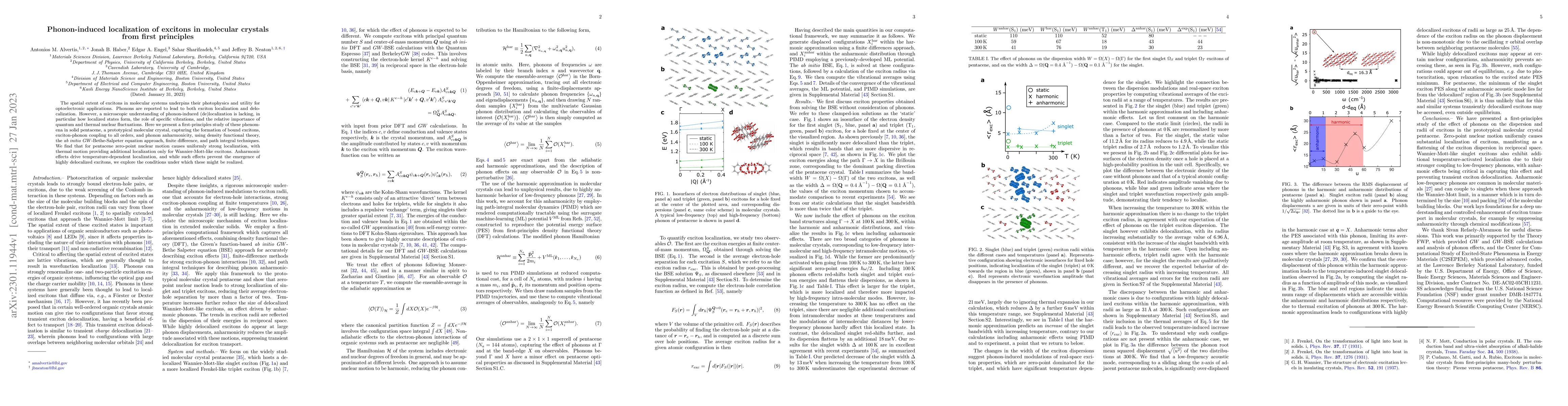 Thumbnail for Phonon-induced localization of excitons in molecular crystals from first
  principles