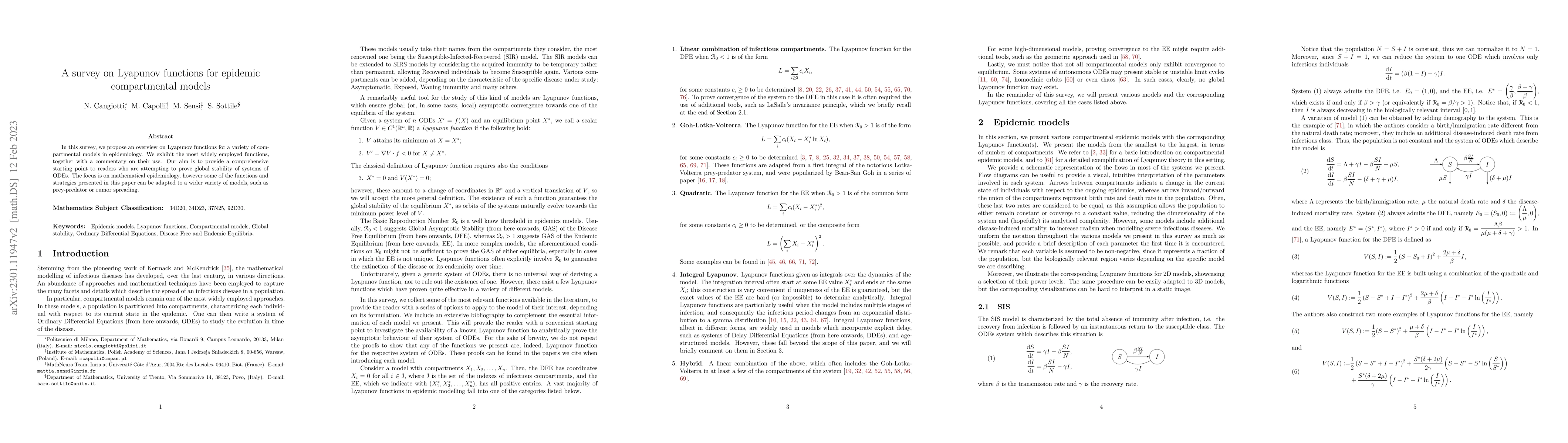 Thumbnail for A survey on Lyapunov functions for epidemic compartmental models