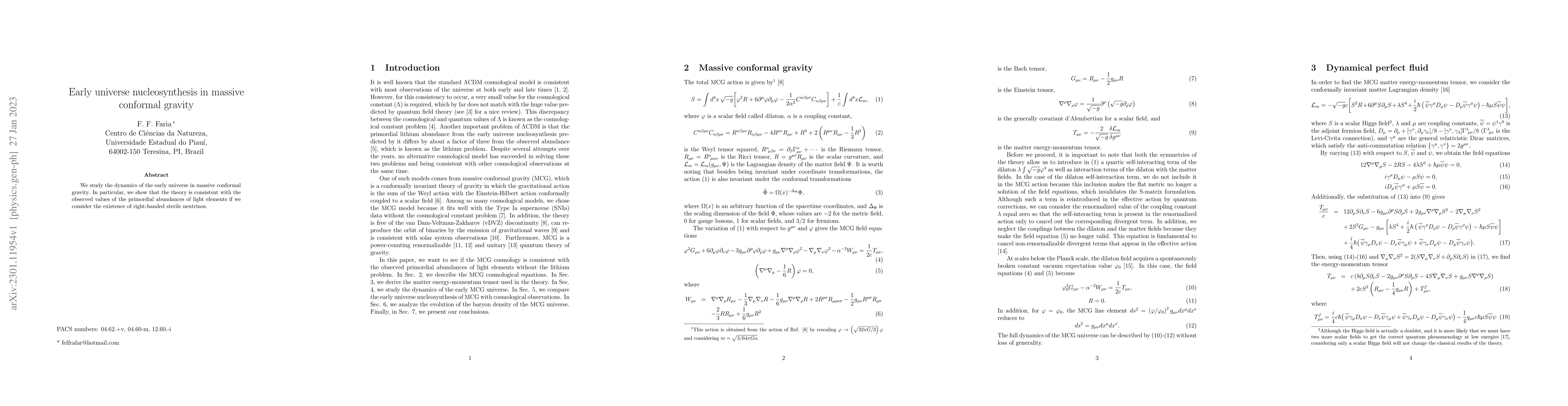 Thumbnail for Early universe nucleosynthesis in massive conformal gravity