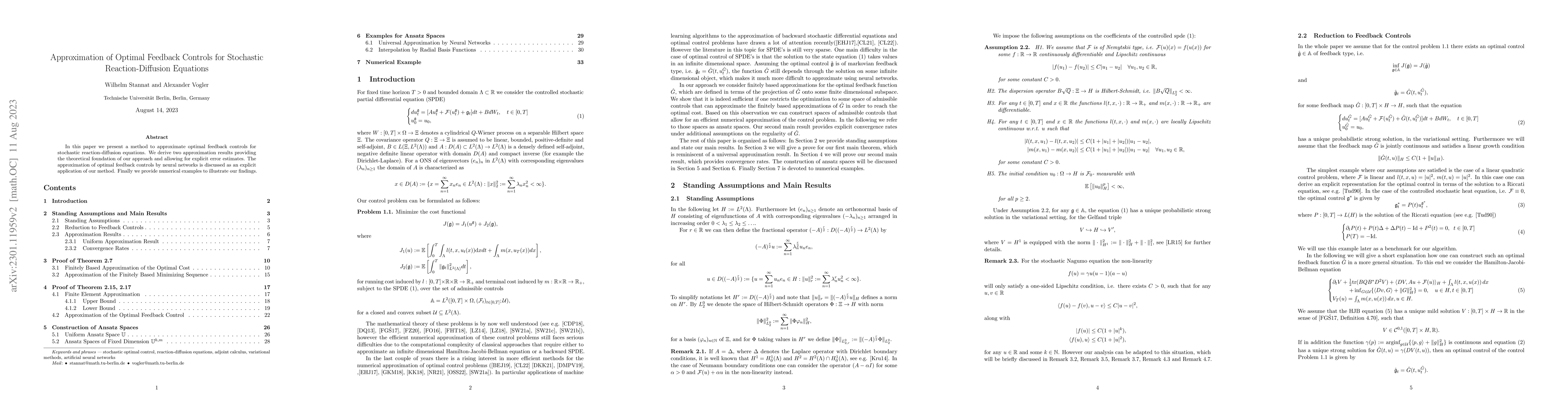 Thumbnail for Approximation of Optimal Feedback Controls for Stochastic
  Reaction-Diffusion Equations