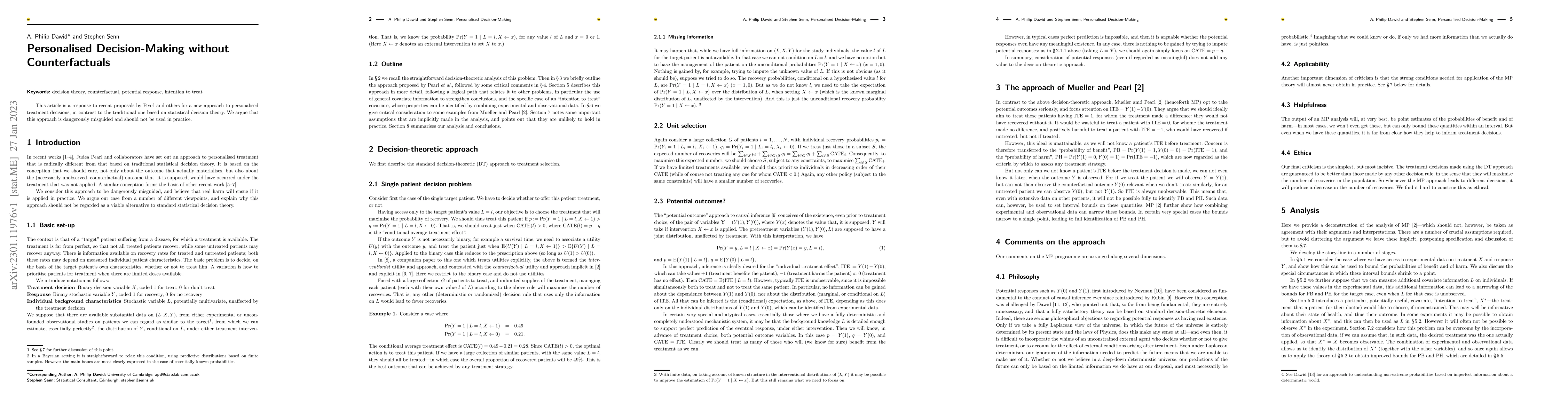 Thumbnail for Personalised Decision-Making without Counterfactuals