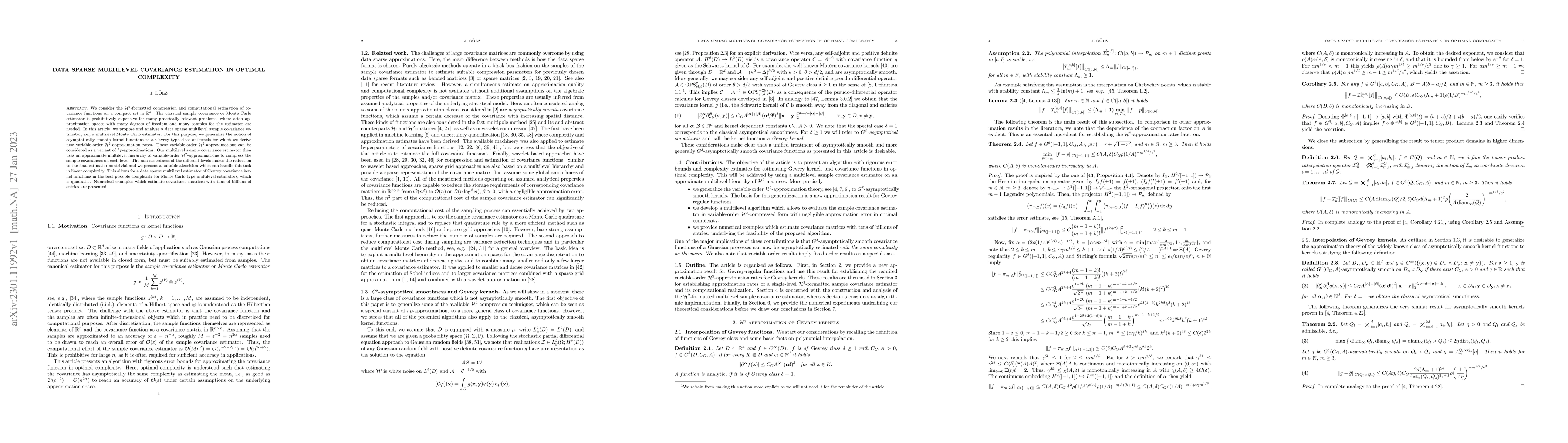 Thumbnail for Data sparse multilevel covariance estimation in optimal complexity