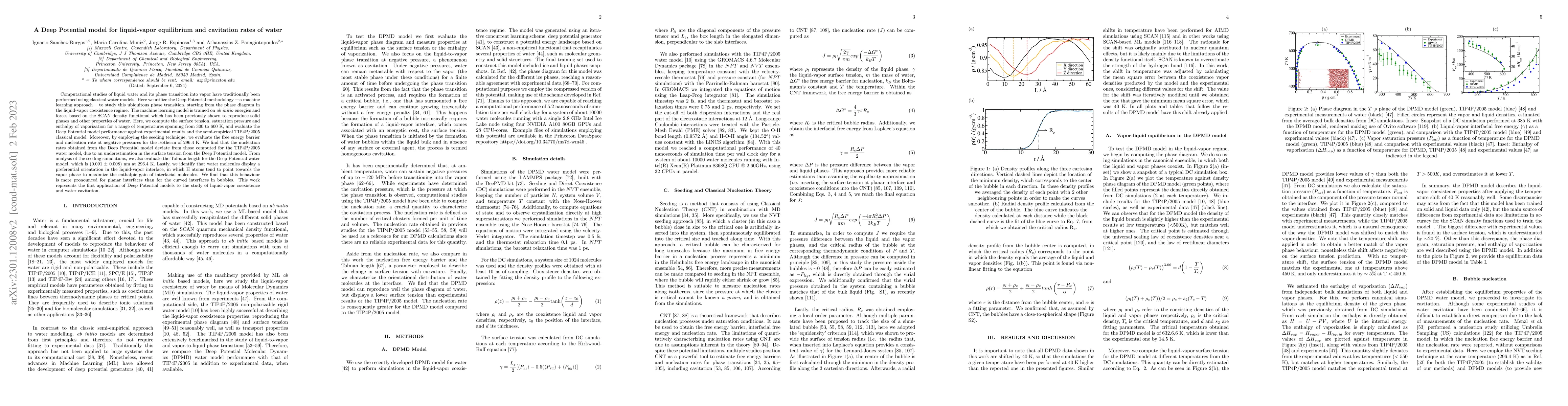 Thumbnail for A Deep Potential model for liquid-vapor equilibrium and cavitation rates
  of water