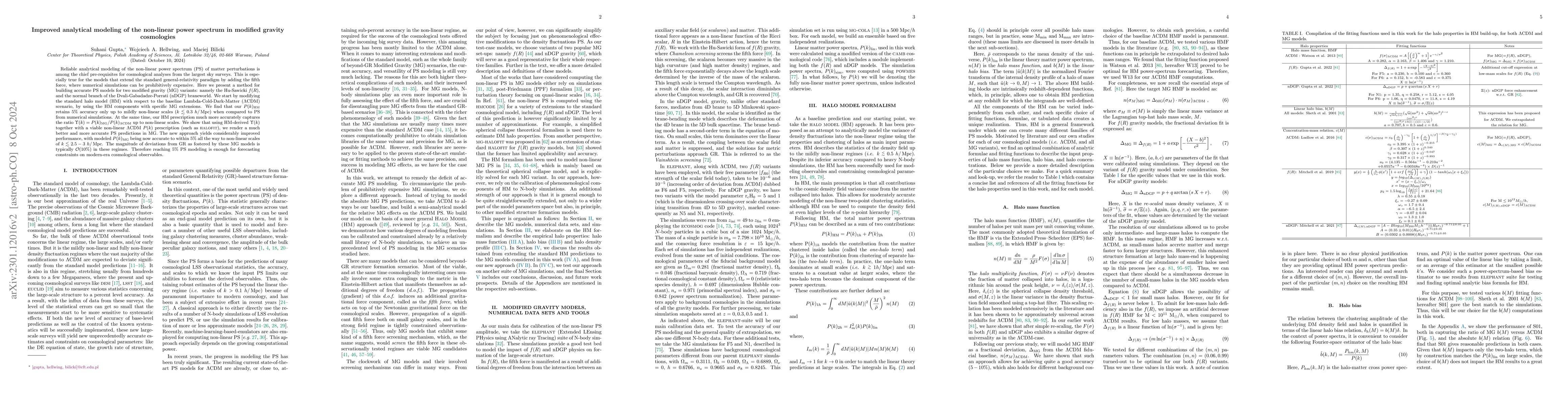 Thumbnail for Improved analytical modeling of the non-linear power spectrum in
  modified gravity cosmologies
