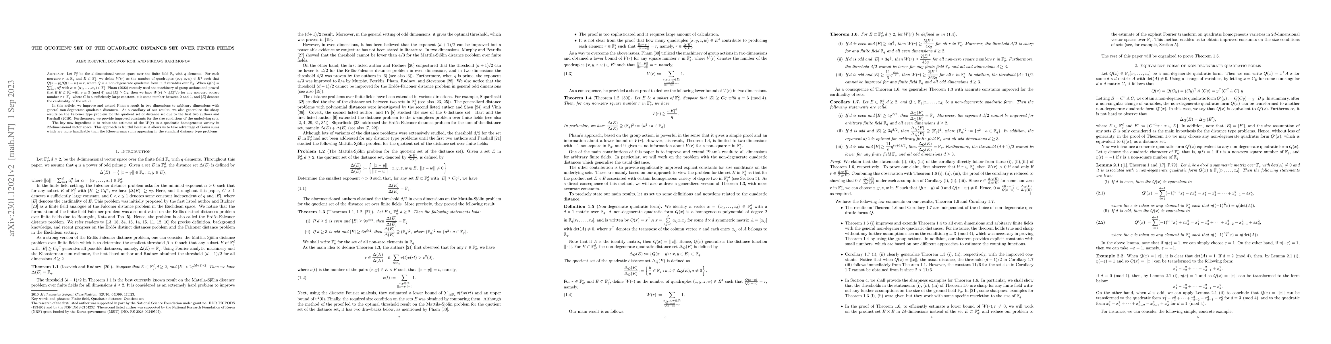 Thumbnail for The quotient set of the quadratic distance set over finite fields