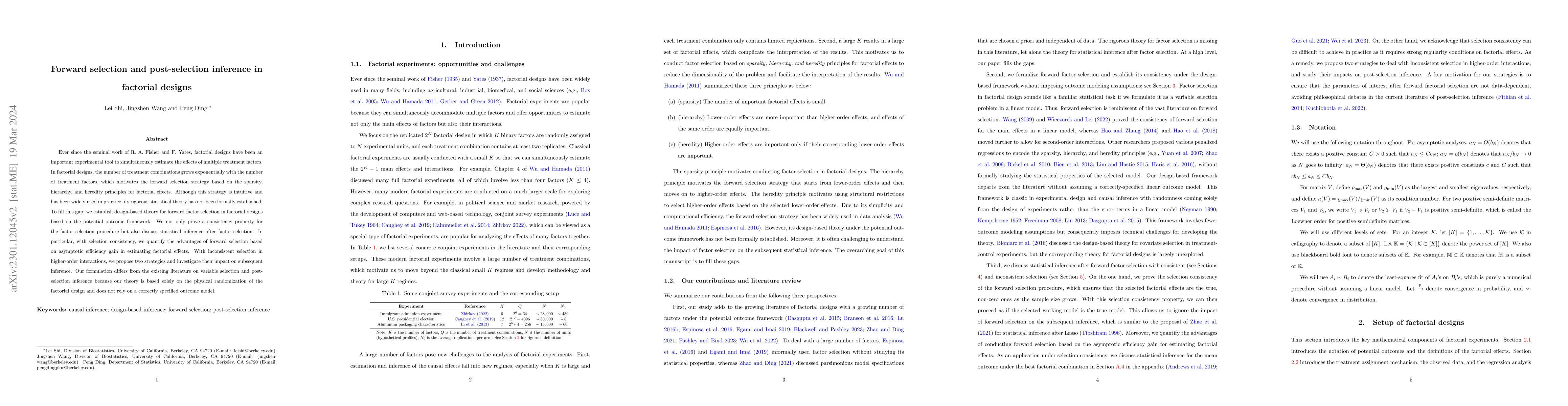 Thumbnail for Forward selection and post-selection inference in factorial designs