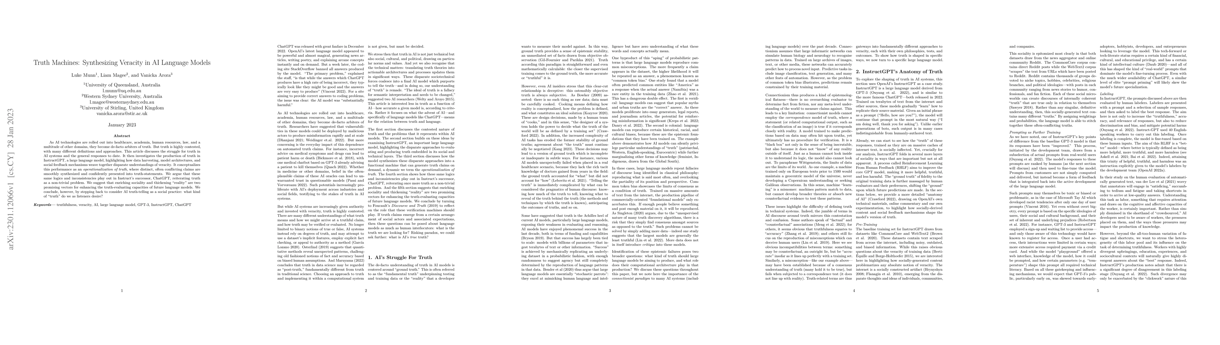 Thumbnail for Truth Machines: Synthesizing Veracity in AI Language Models