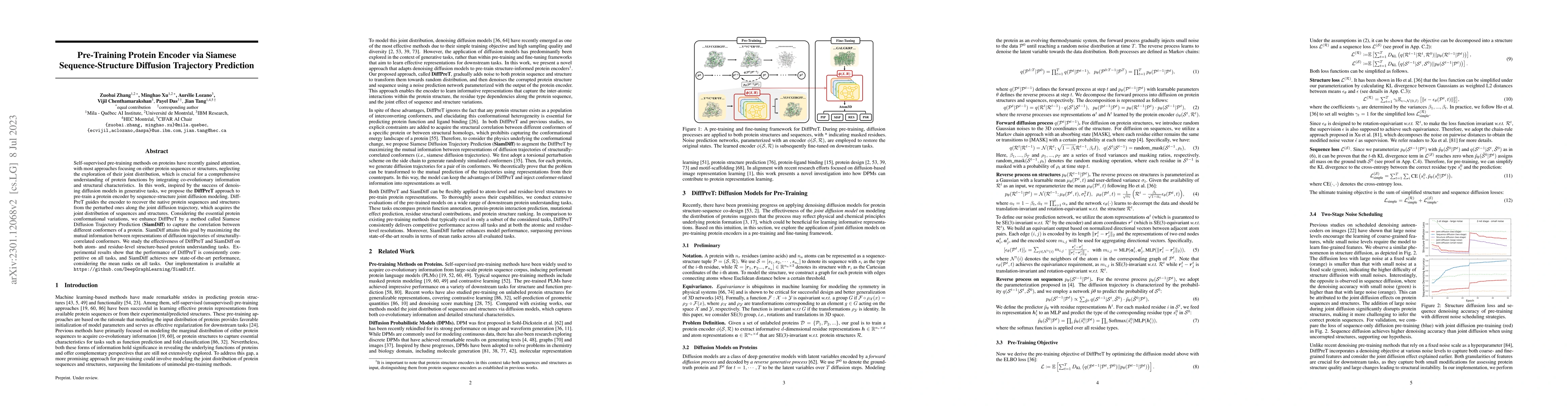 Thumbnail for Pre-Training Protein Encoder via Siamese Sequence-Structure Diffusion
  Trajectory Prediction