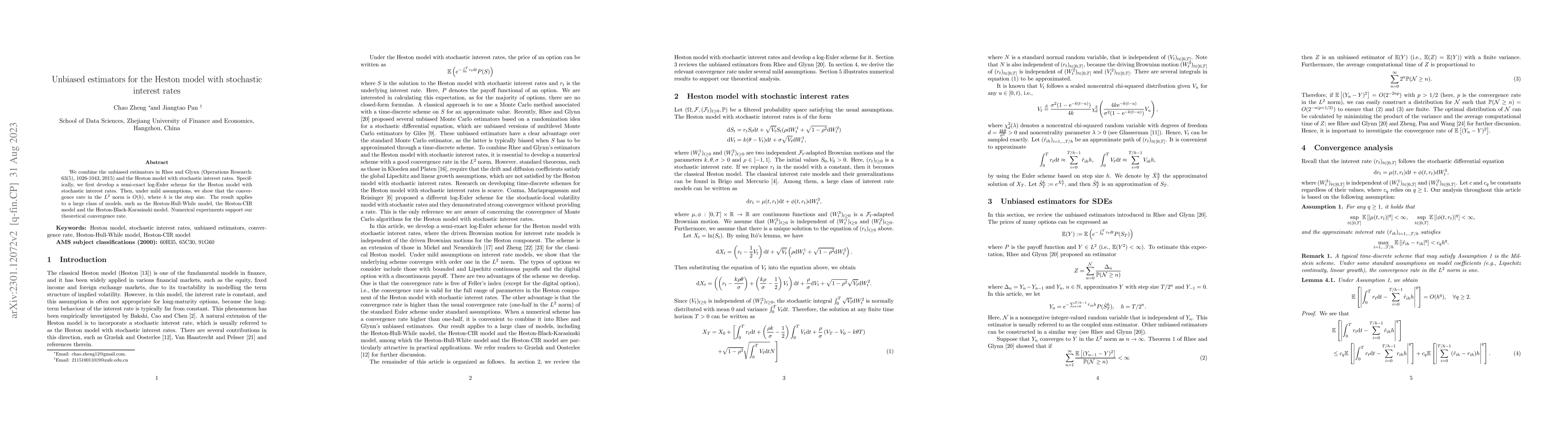 Thumbnail for Unbiased estimators for the Heston model with stochastic interest rates