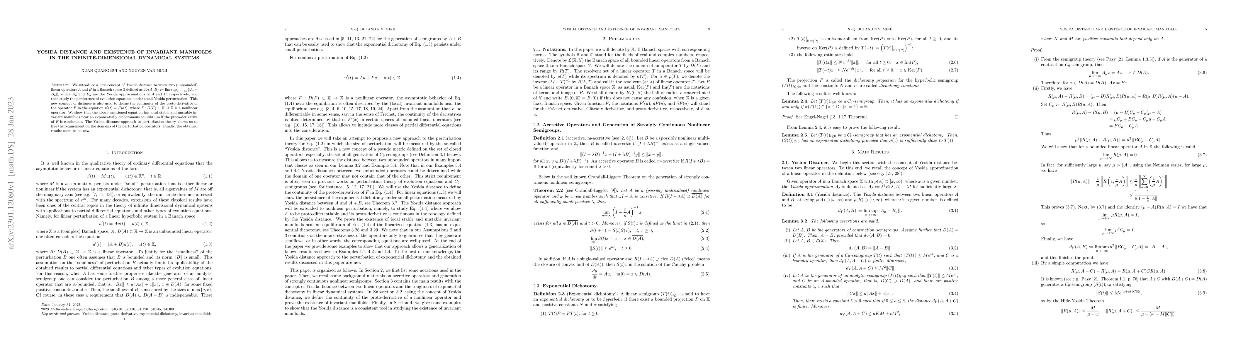 Thumbnail for Yosida Distance and Existence of Invariant Manifolds in the
  Infinite-Dimensional Dynamical Systems