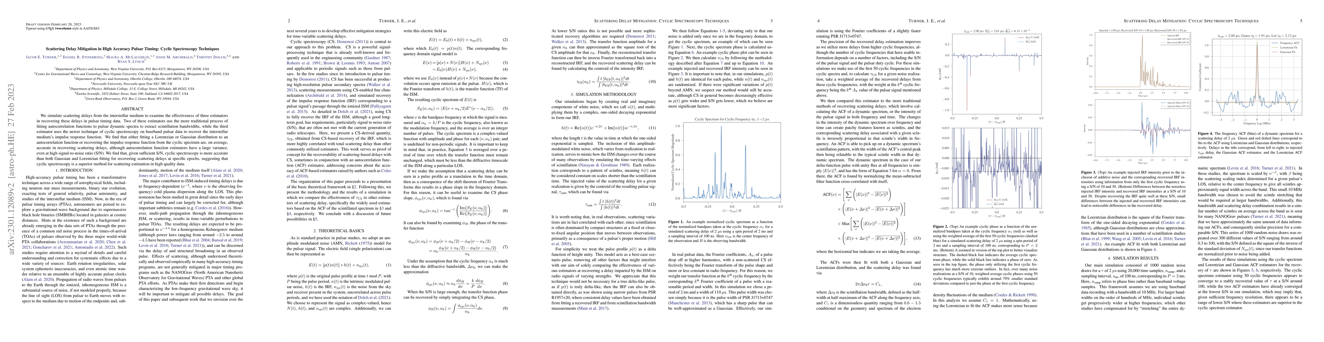 Thumbnail for Scattering Delay Mitigation in High Accuracy Pulsar Timing: Cyclic
  Spectroscopy Techniques
