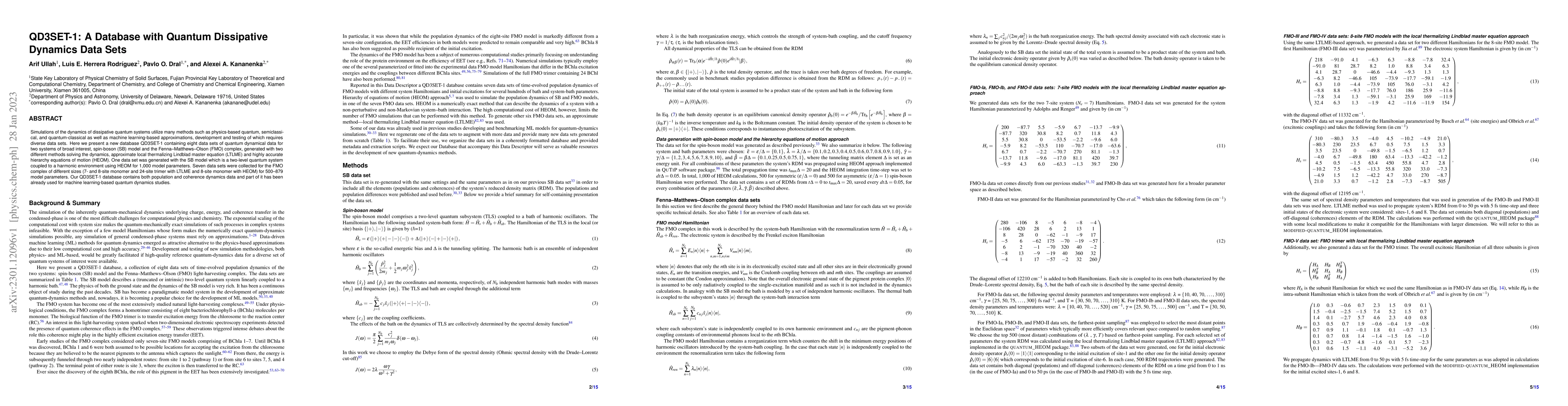 Thumbnail for QD3SET-1: A Database with Quantum Dissipative Dynamics Data Sets