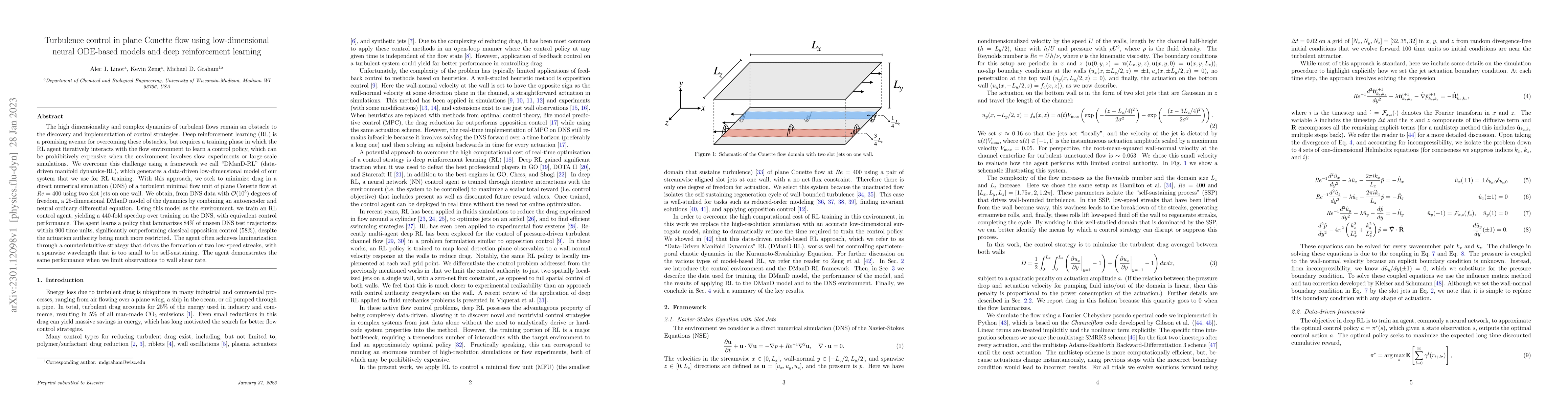 Thumbnail for Turbulence control in plane Couette flow using low-dimensional neural
  ODE-based models and deep reinforcement learning