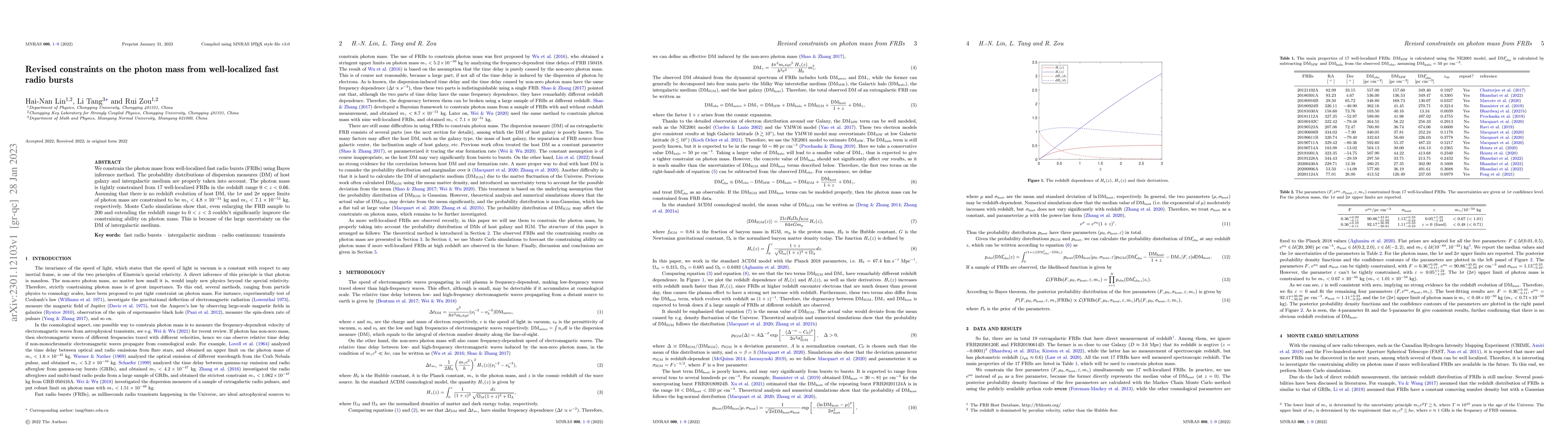 Thumbnail for Revised constraints on the photon mass from well-localized fast radio
  bursts
