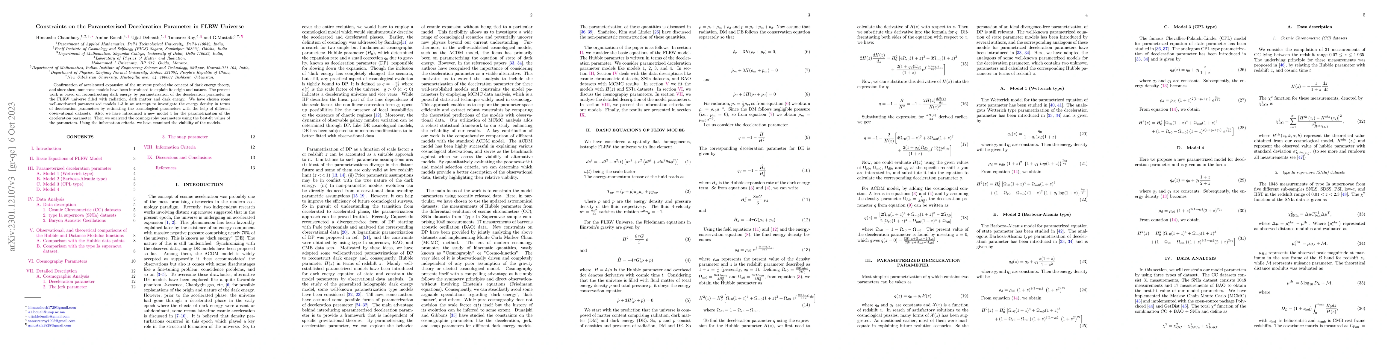 Thumbnail for Constraints on the Parameterized Deceleration Parameter in FLRW Universe