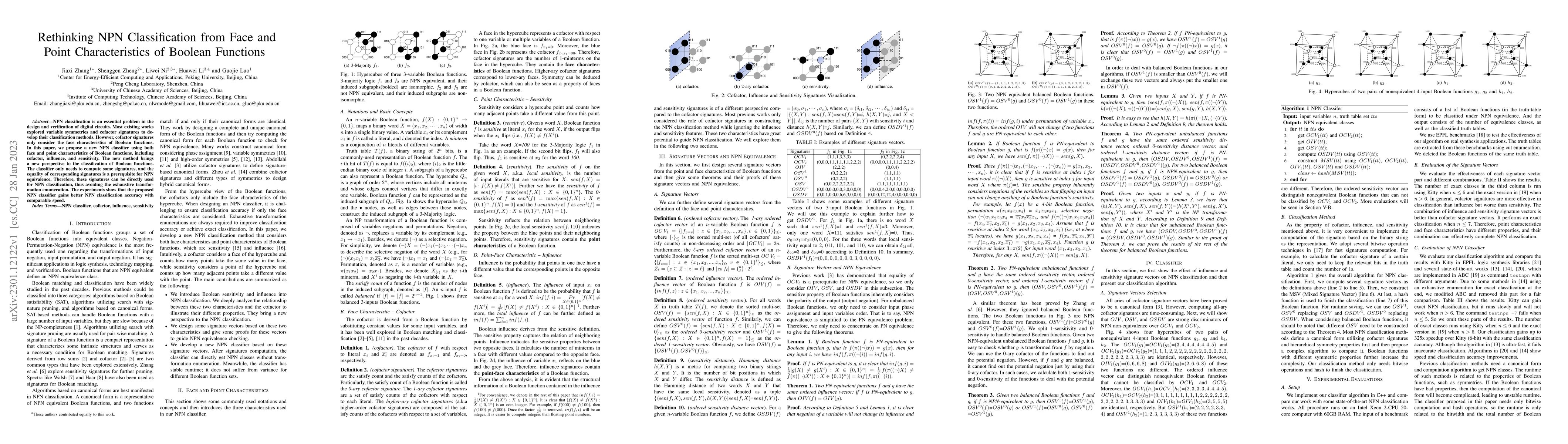 Thumbnail for Rethinking NPN Classification from Face and Point Characteristics of
  Boolean Functions