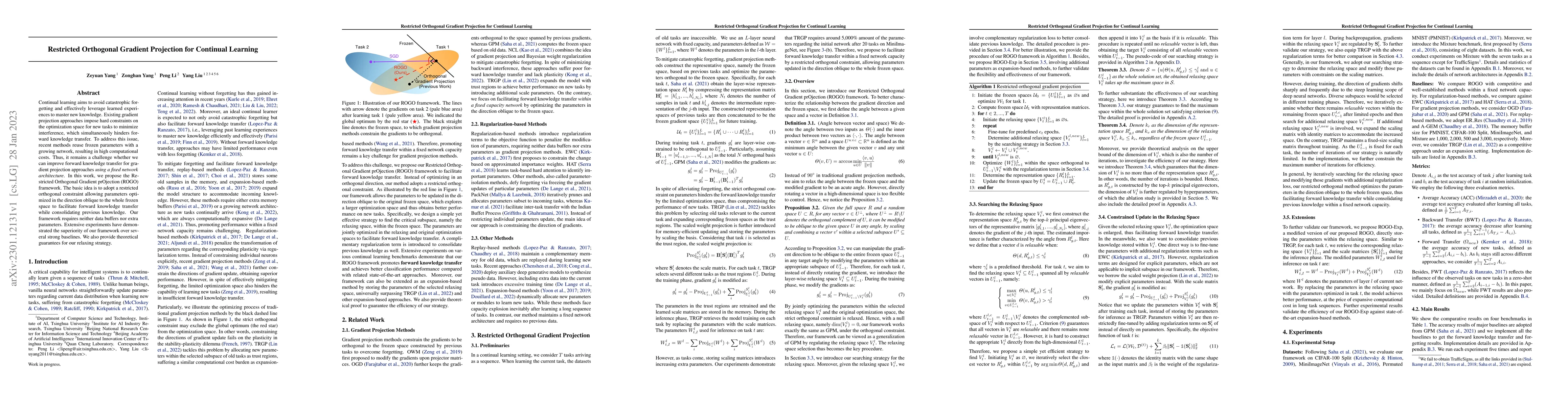Thumbnail for Restricted Orthogonal Gradient Projection for Continual Learning
