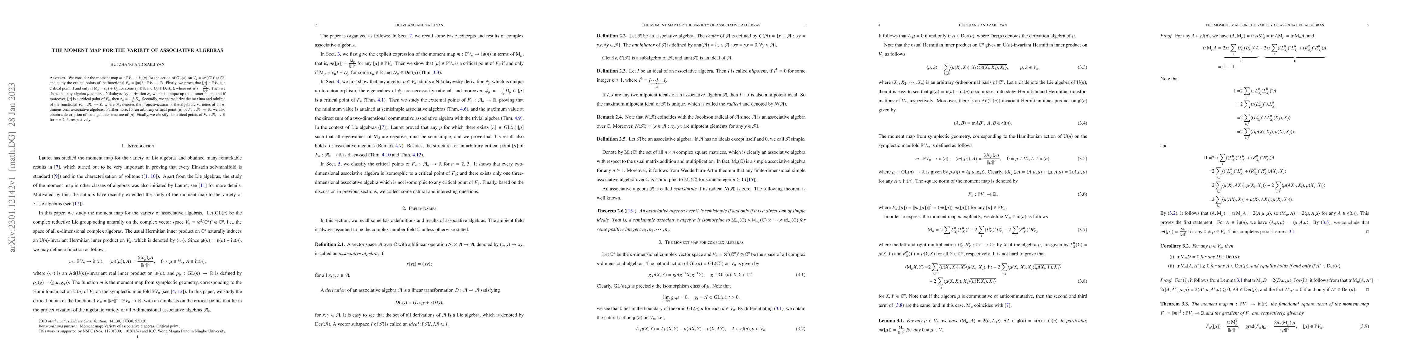 Thumbnail for The moment map for the variety of associative algebras