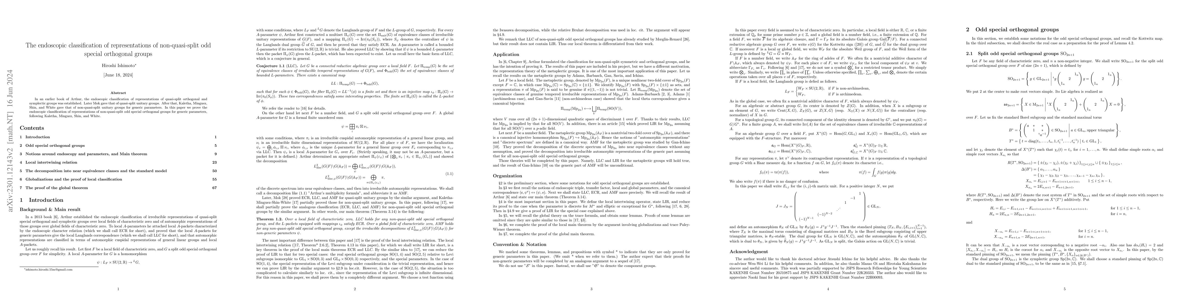 Thumbnail for The endoscopic classification of representations of non-quasi-split odd
  special orthogonal groups