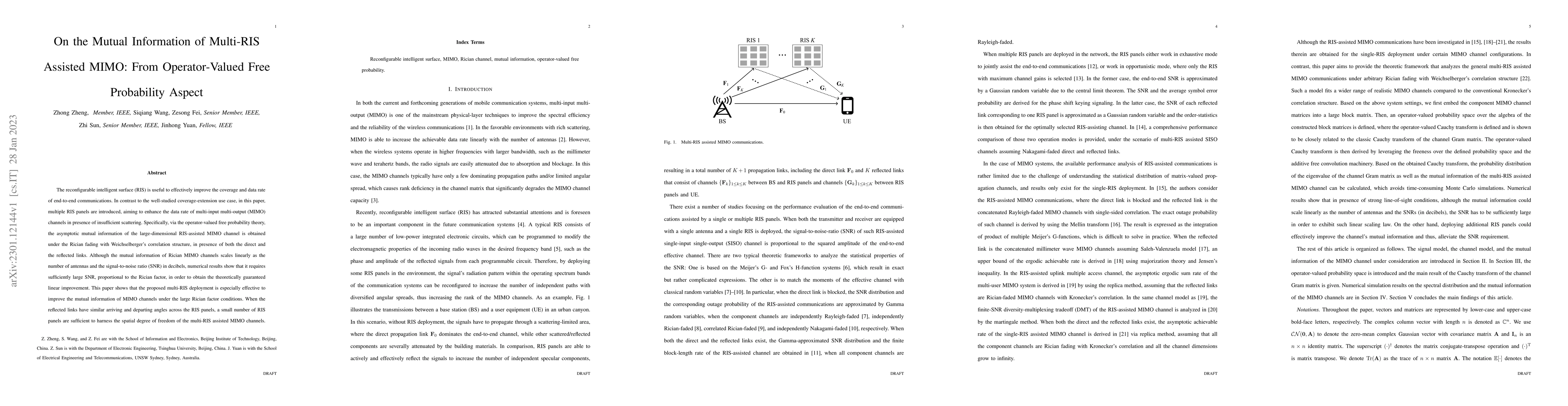 Thumbnail for On the Mutual Information of Multi-RIS Assisted MIMO: From
  Operator-Valued Free Probability Aspect