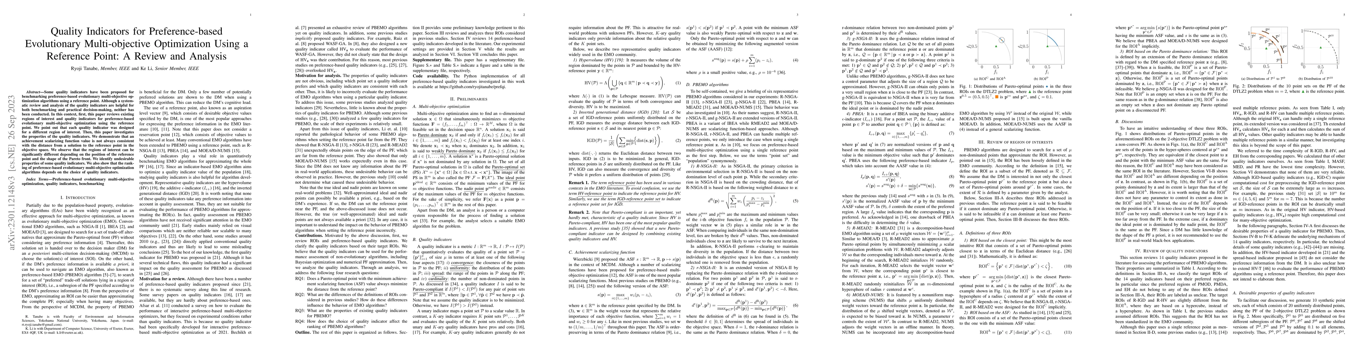 Thumbnail for Quality Indicators for Preference-based Evolutionary Multi-objective
  Optimization Using a Reference Point: A Review and Analysis