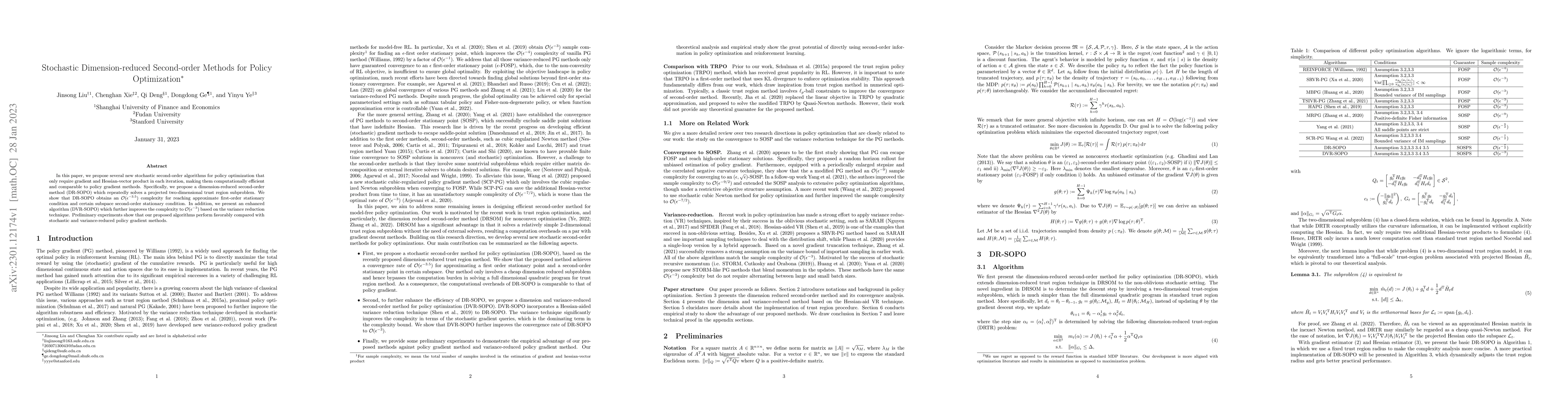 Thumbnail for Stochastic Dimension-reduced Second-order Methods for Policy
  Optimization
