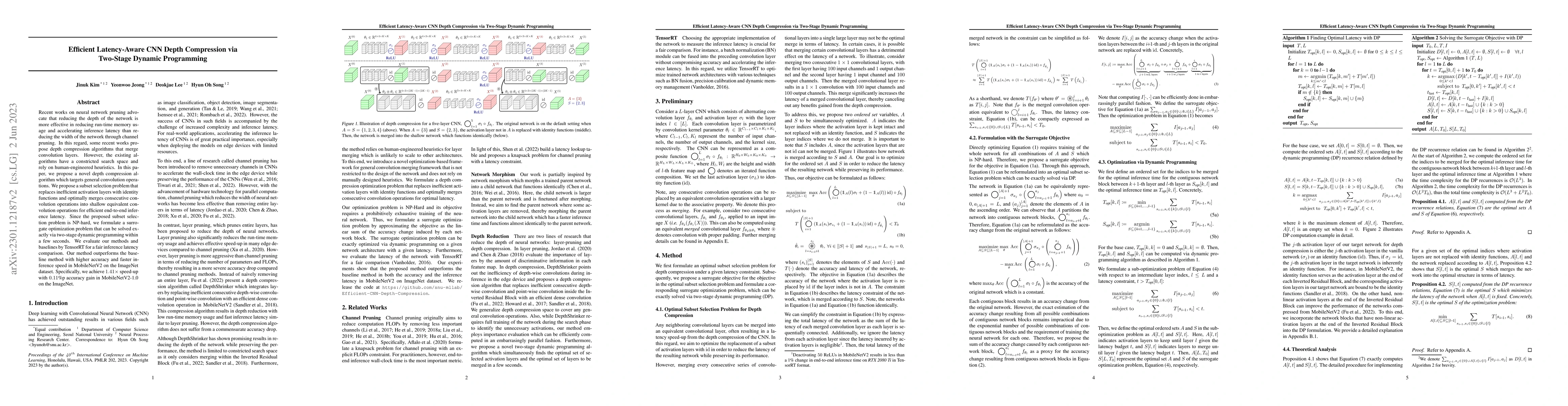 Thumbnail for Efficient Latency-Aware CNN Depth Compression via Two-Stage Dynamic
  Programming
