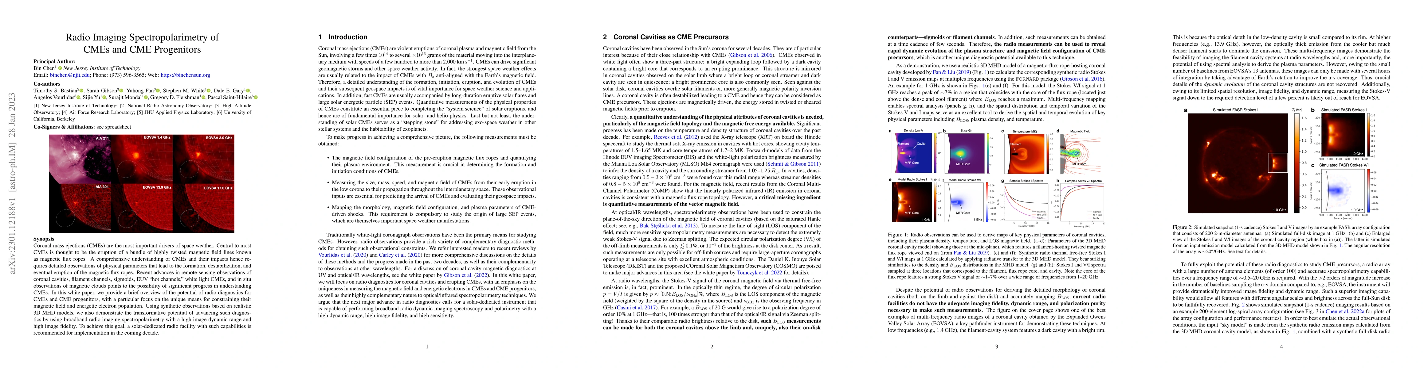 Thumbnail for Radio Imaging Spectropolarimetry of CMEs and CME Progenitors