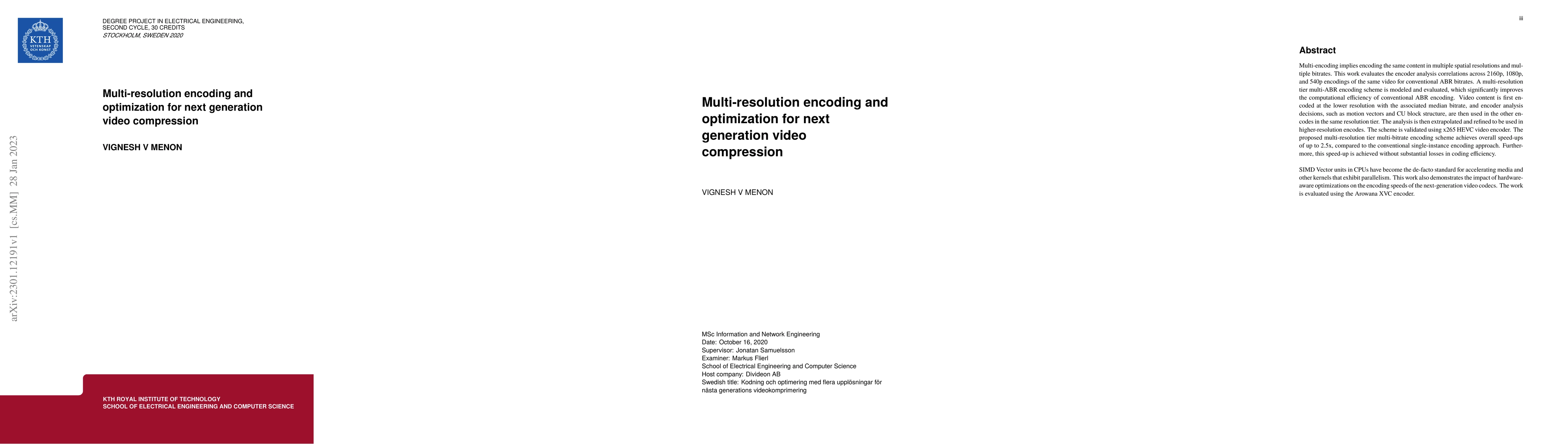 Thumbnail for Multi-resolution encoding and optimization for next generation video
  compression
